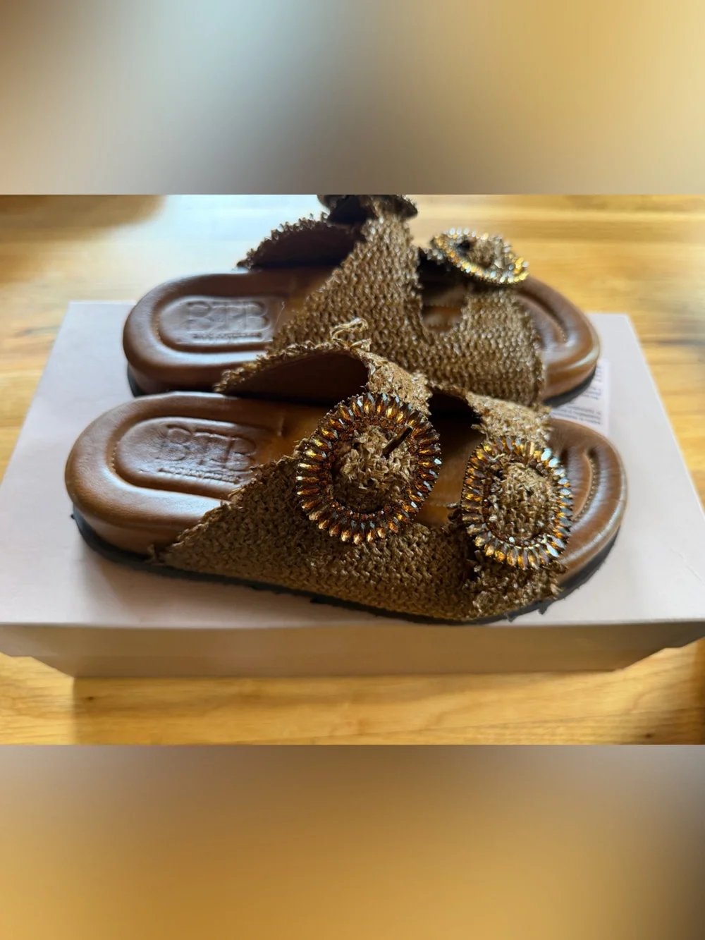 BTB Los Angeles Tulum Crystal Slide Sandals